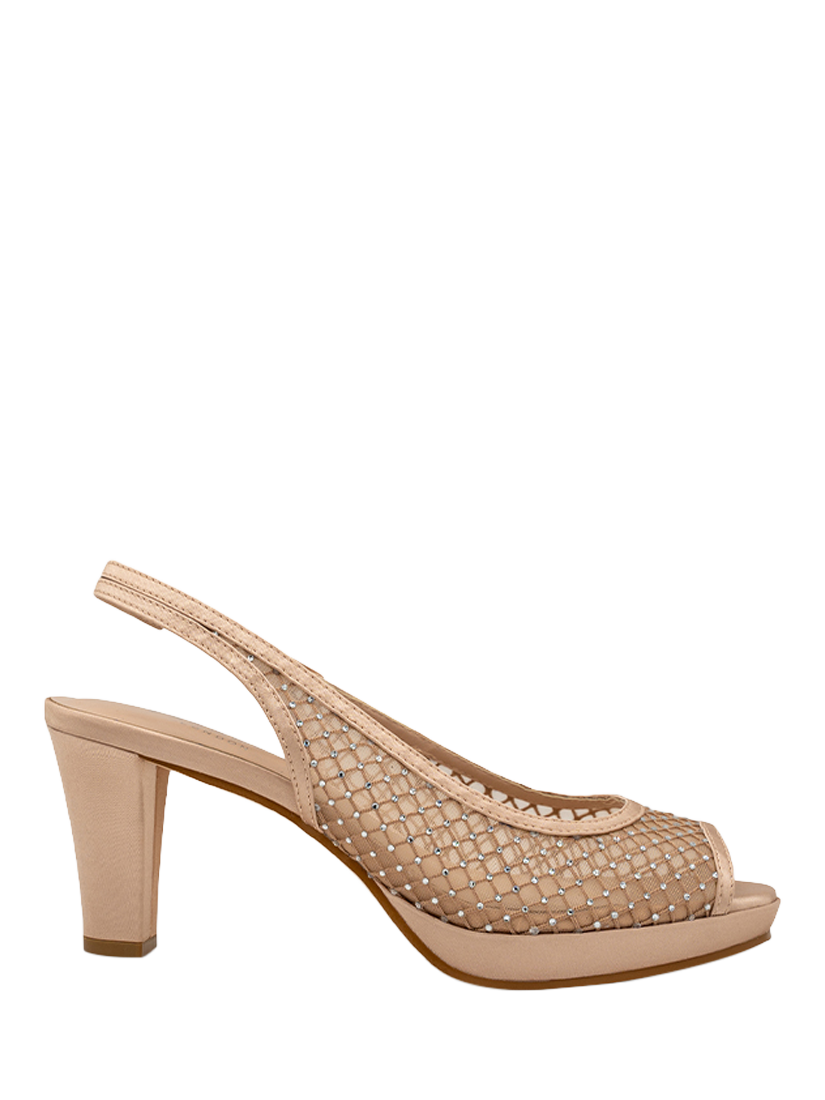Product image 1 of 5, which shows Paradox Lonson Levinia Embellished Mesh Slingback Courts, Nude, 3