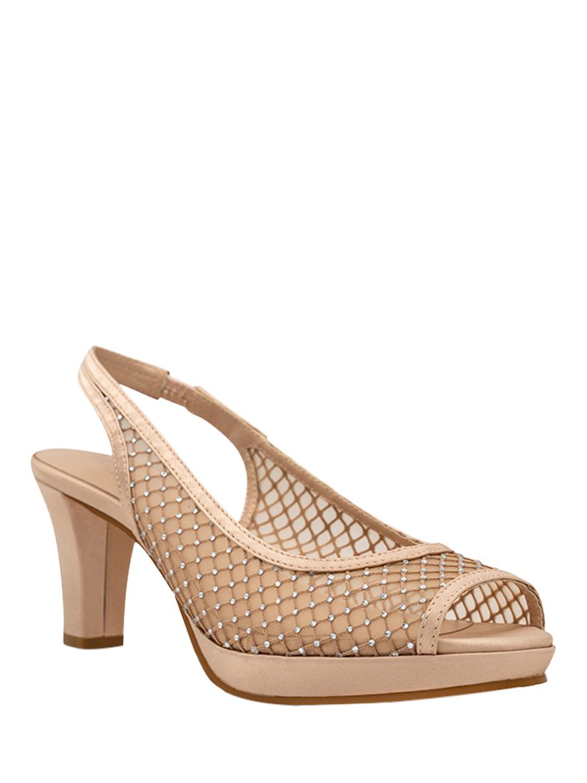 Product image 3 of 5, which shows Paradox Lonson Levinia Embellished Mesh Slingback Courts, Nude, 3
