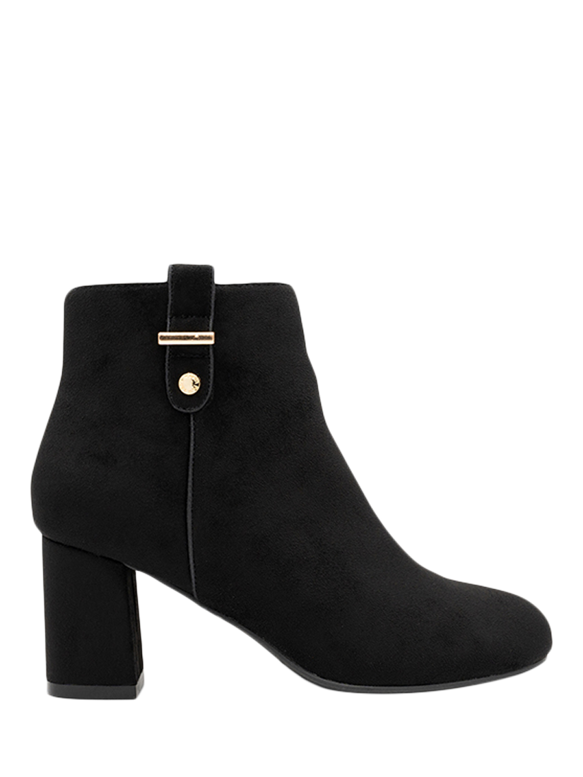 Product image 1 of 5, which shows Paradox London Billie Wide Fit Block Heel Suedette Ankle Boots, Black, 3