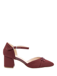 Paradox London Farina Wide Fit Microsuede Block Heel Two Part Court Shoes, Burgundy