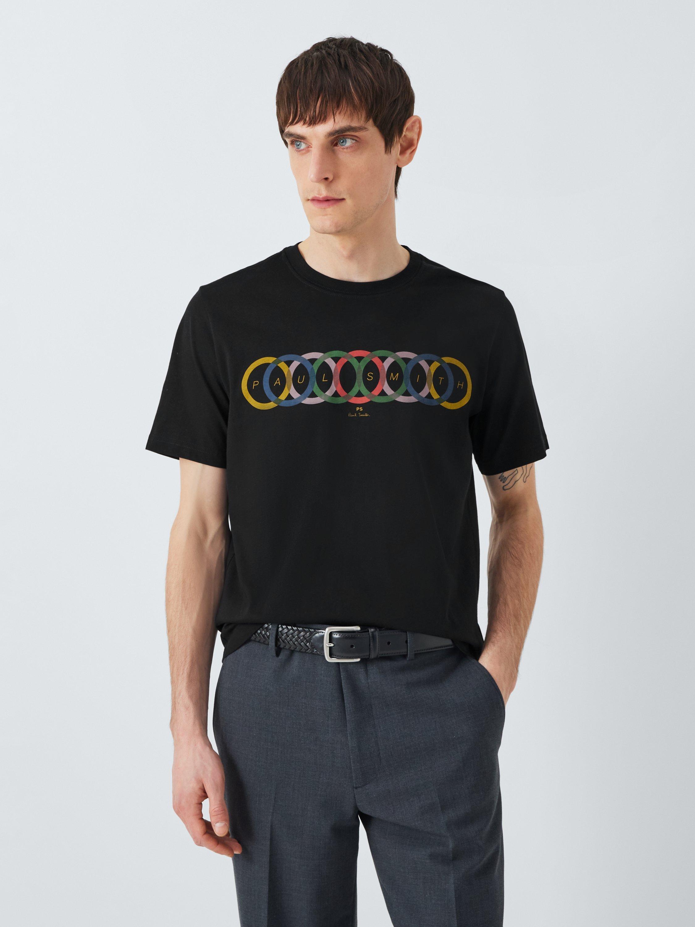 Product image 1 of 6, which shows Paul Smith Organic Cotton Logo Print Regular Fit  T-Shirt, Black, S