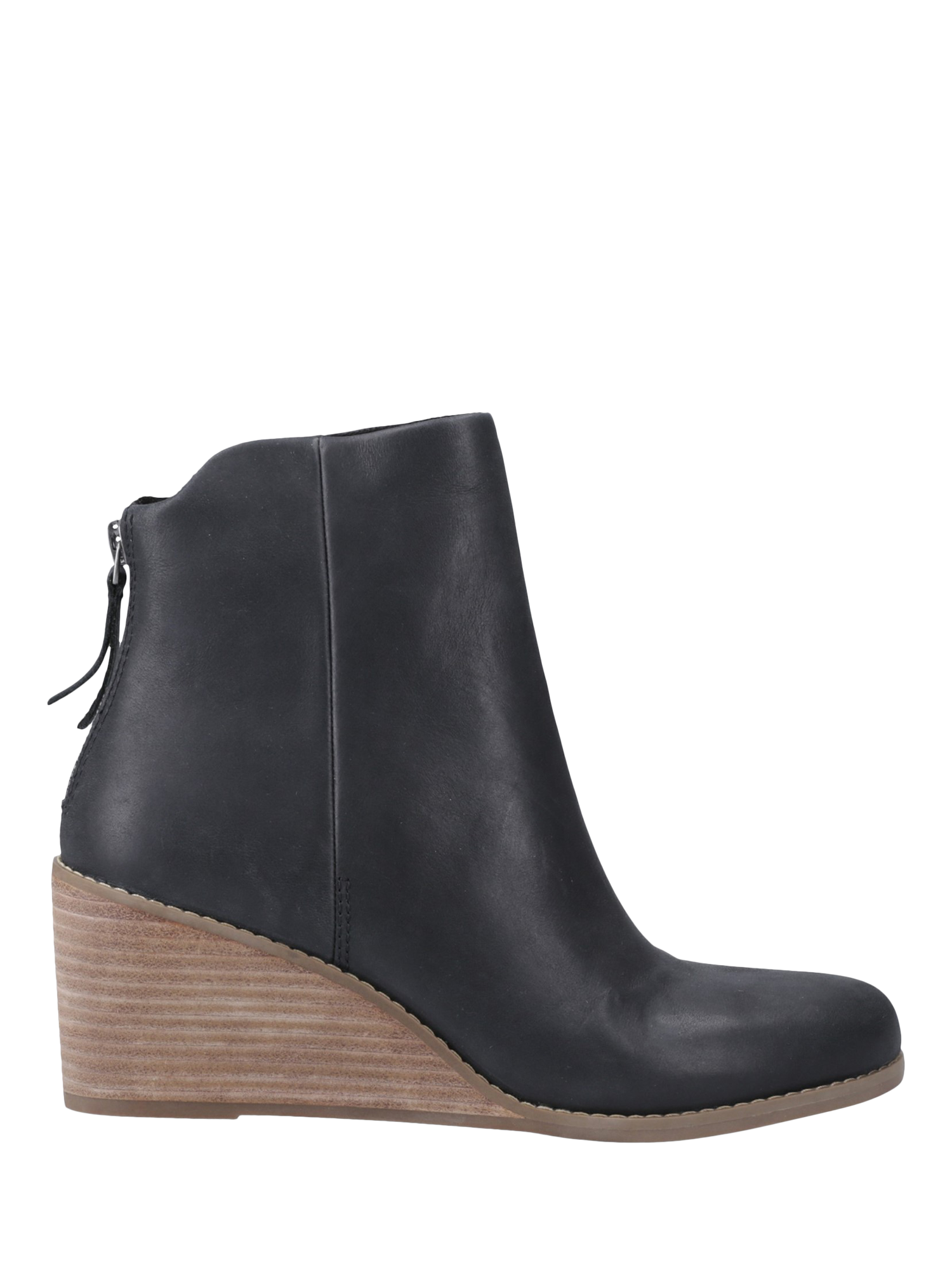 TOMS Casey Leather Wedge Heel Boots Black
