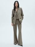 Mango Liam Check Blazer, Beige