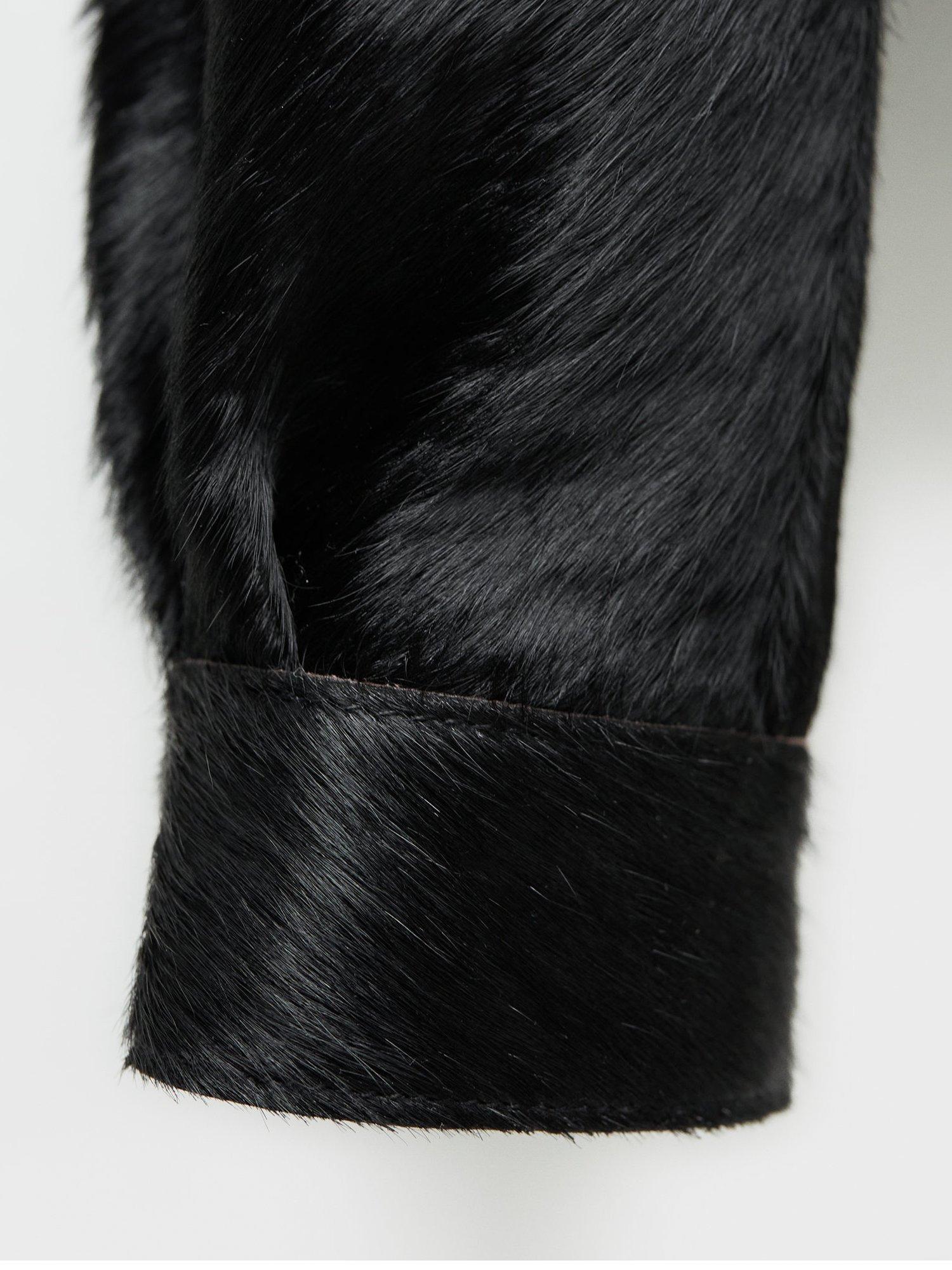 Product image 3 of 6, which shows Mango Dallas Leather Cropped Jacket, Black, M