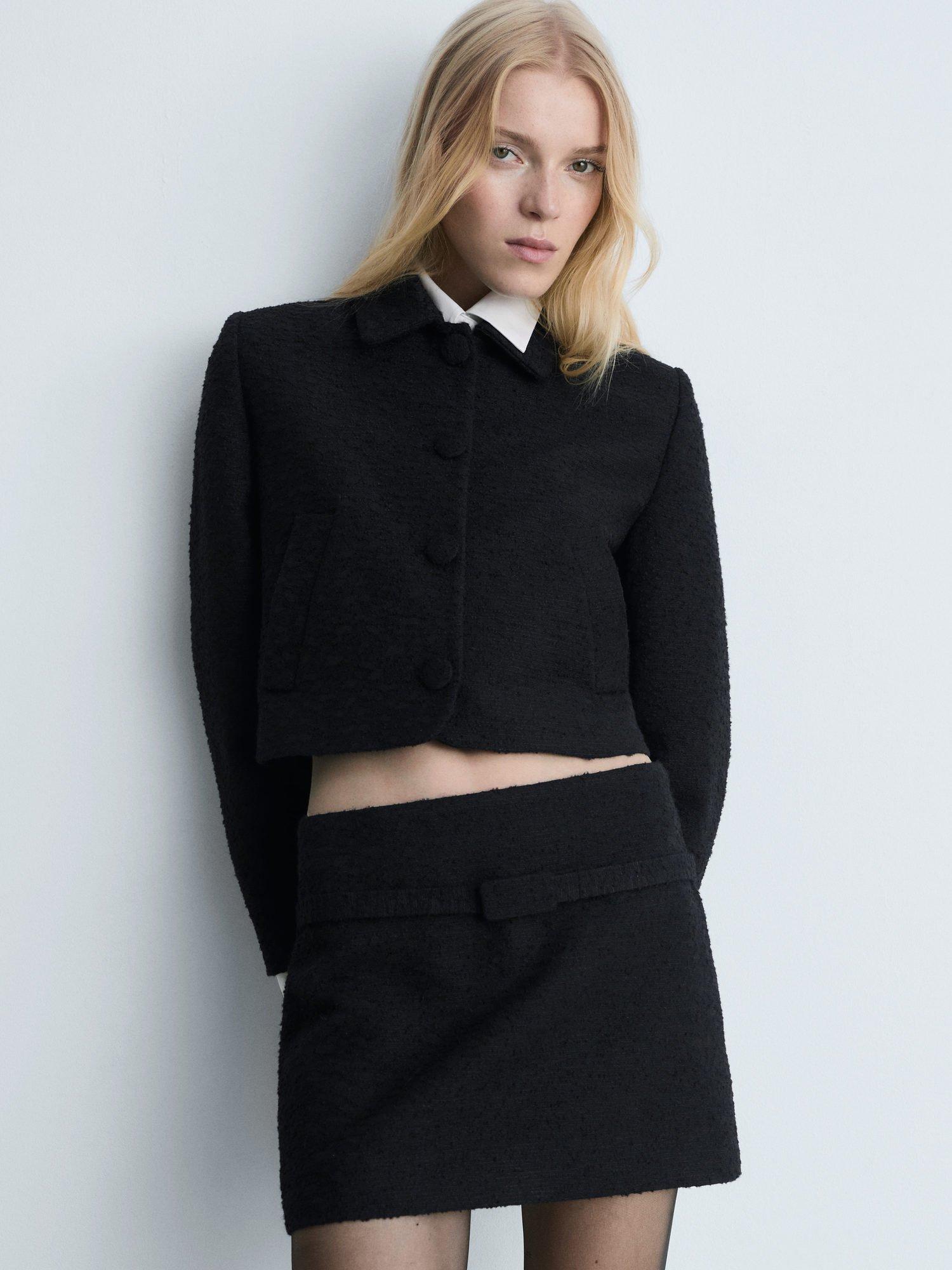 Product image 1 of 8, which shows Mango Salome Cropped Jacket, Black, M