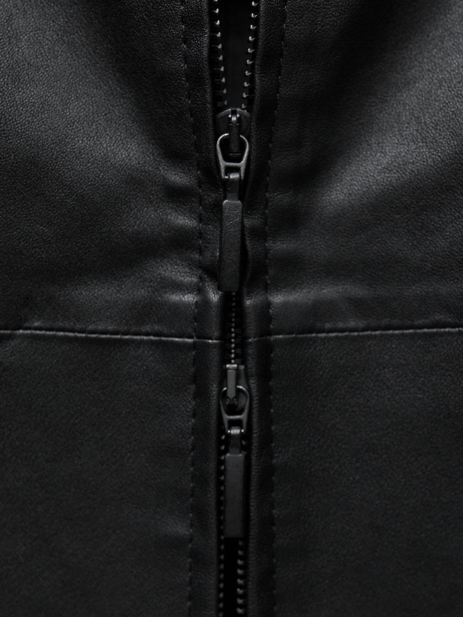 Product image 5 of 7, which shows Mango Leather Slim Jacket, Black, XS