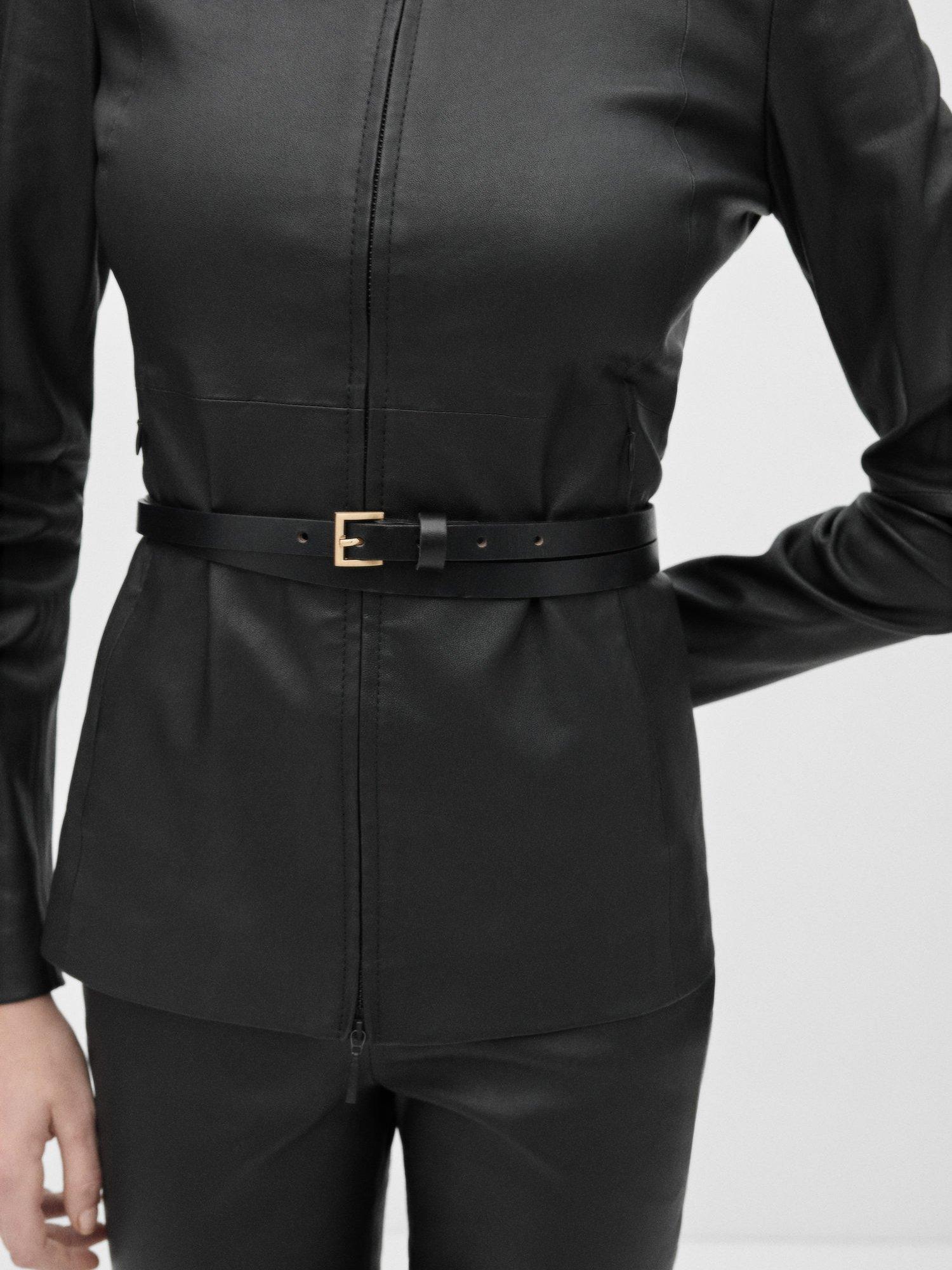 Product image 6 of 7, which shows Mango Leather Slim Jacket, Black, XS