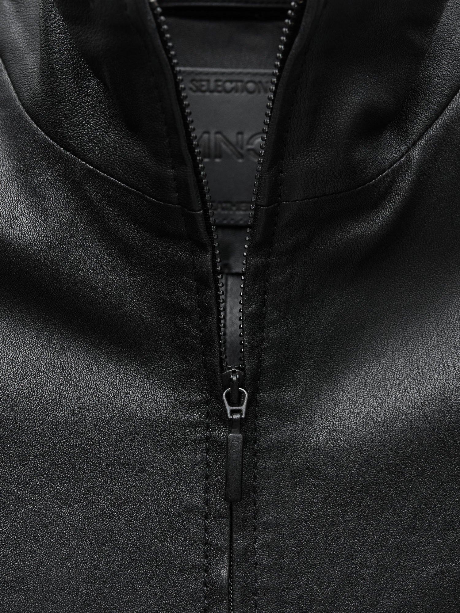 Product image 7 of 7, which shows Mango Leather Slim Jacket, Black, XS