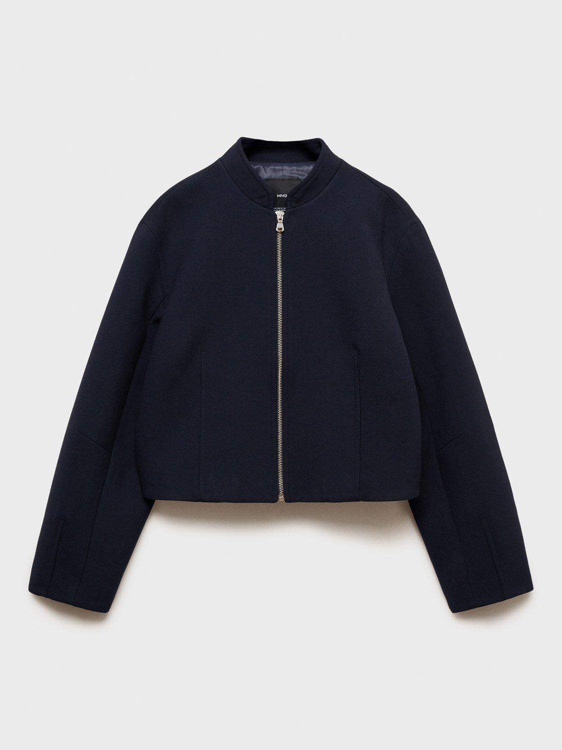 Product image 3 of 7, which shows Mango Thai Zipped Bomber Jacket, Navy, L