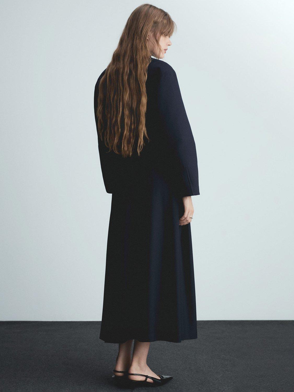 Product image 4 of 7, which shows Mango Thai Zipped Bomber Jacket, Navy, L