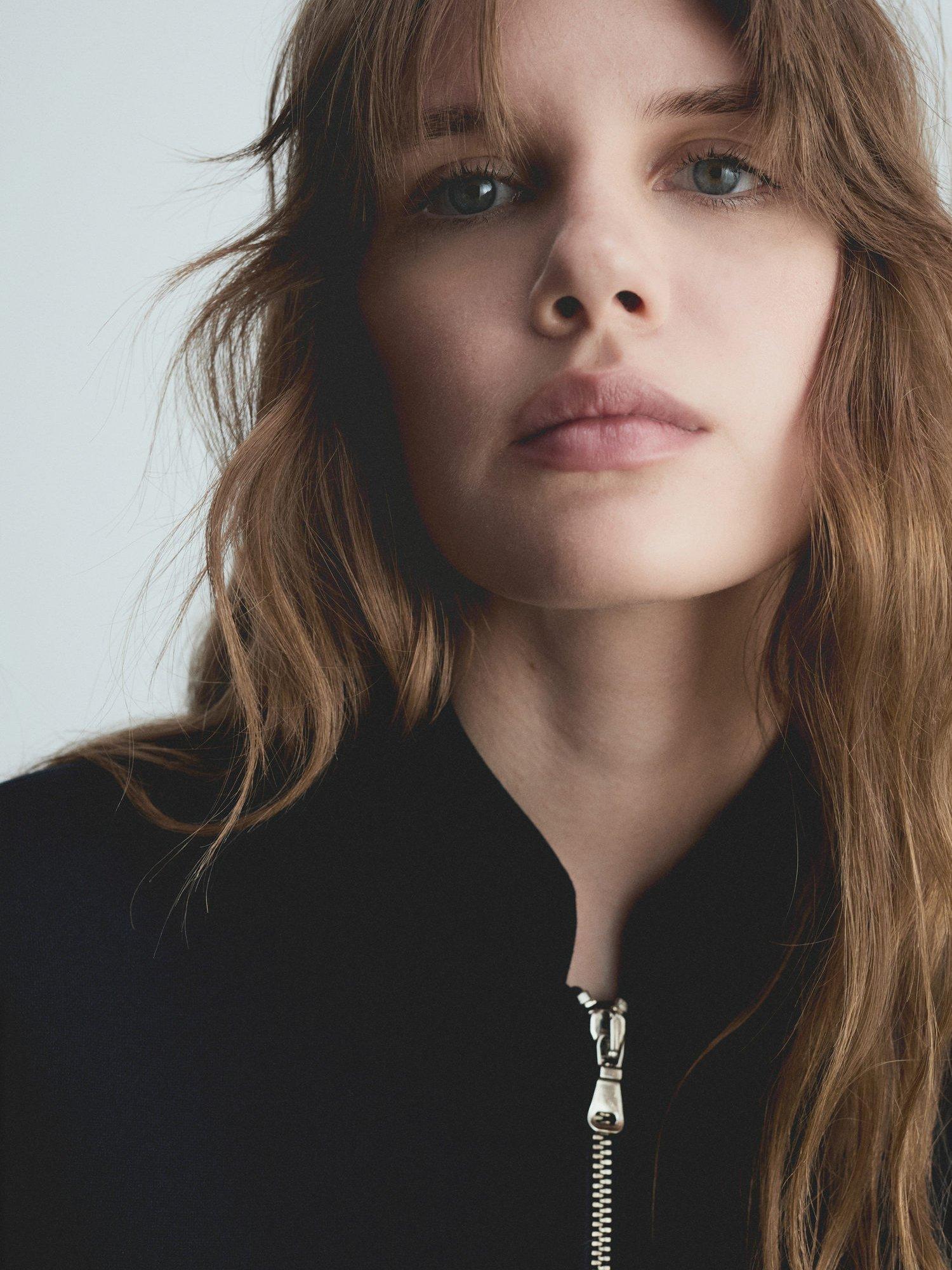 Product image 6 of 7, which shows Mango Thai Zipped Bomber Jacket, Navy, L