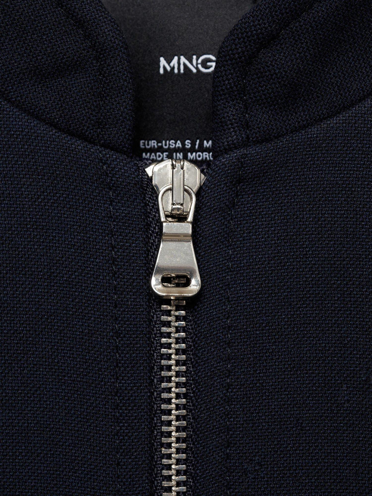 Product image 7 of 7, which shows Mango Thai Zipped Bomber Jacket, Navy, L