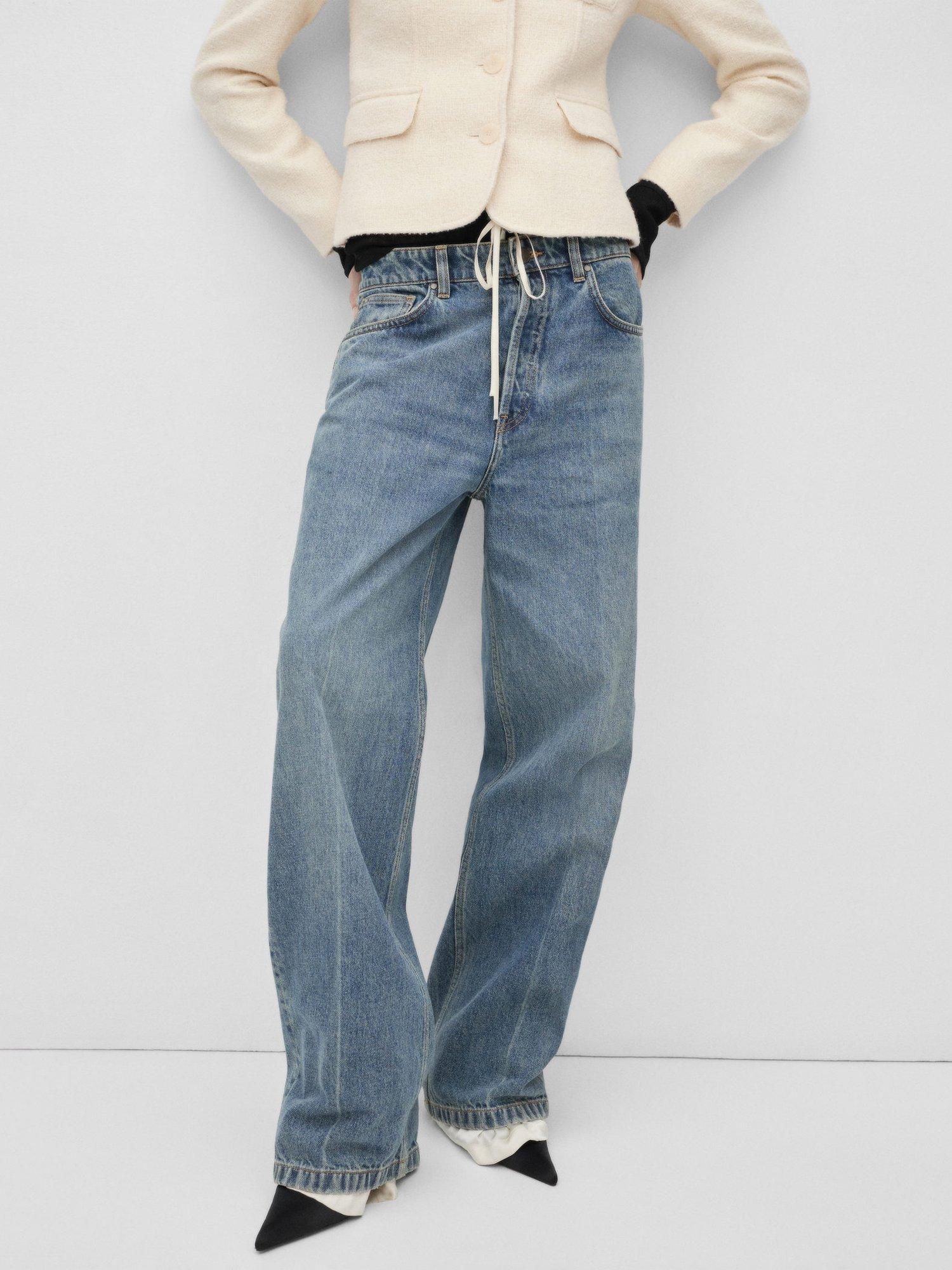 Mango Odette Wide Leg Jeans, Blue