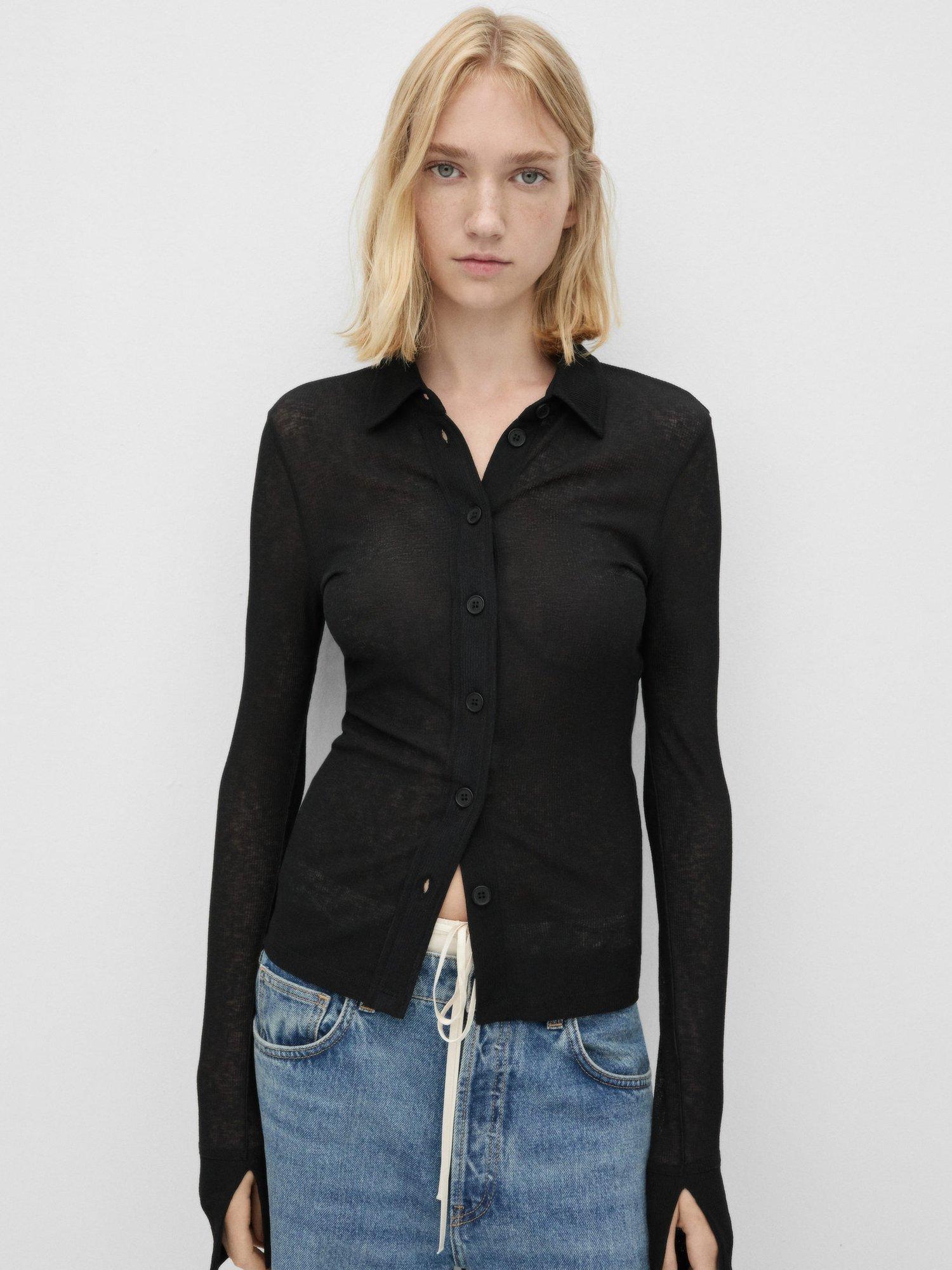 Mango Lor Fitted Shirt, Black