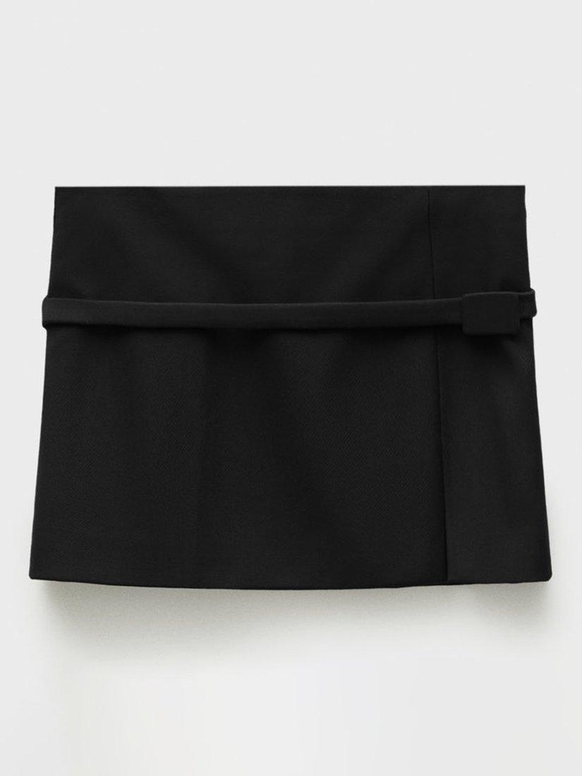 Product image 3 of 7, which shows Mango Paris Belted Mini Skirt, Black, 10