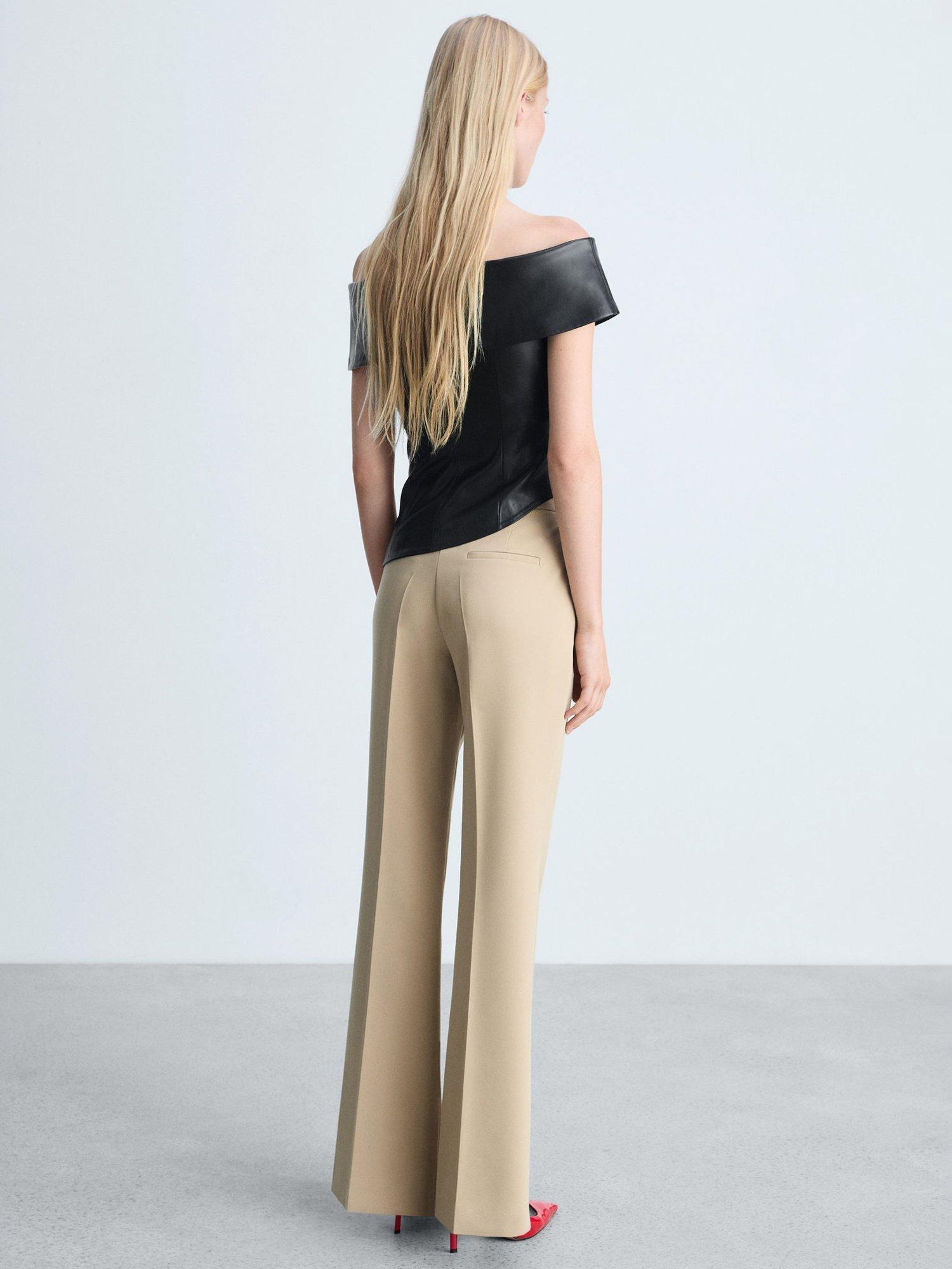 Product image 4 of 6, which shows Mango Robbie Faux Leather Off Shoulder Top, Black, S