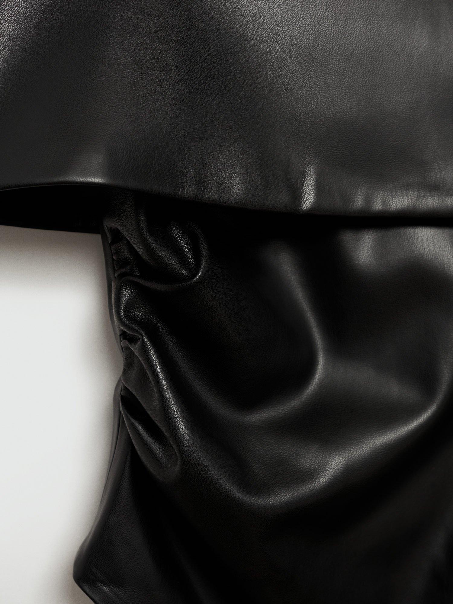 Product image 5 of 6, which shows Mango Robbie Faux Leather Off Shoulder Top, Black, S