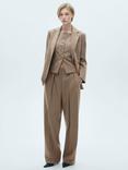Mango Brownie Wool Blend Wide Leg Trousers, Brown
