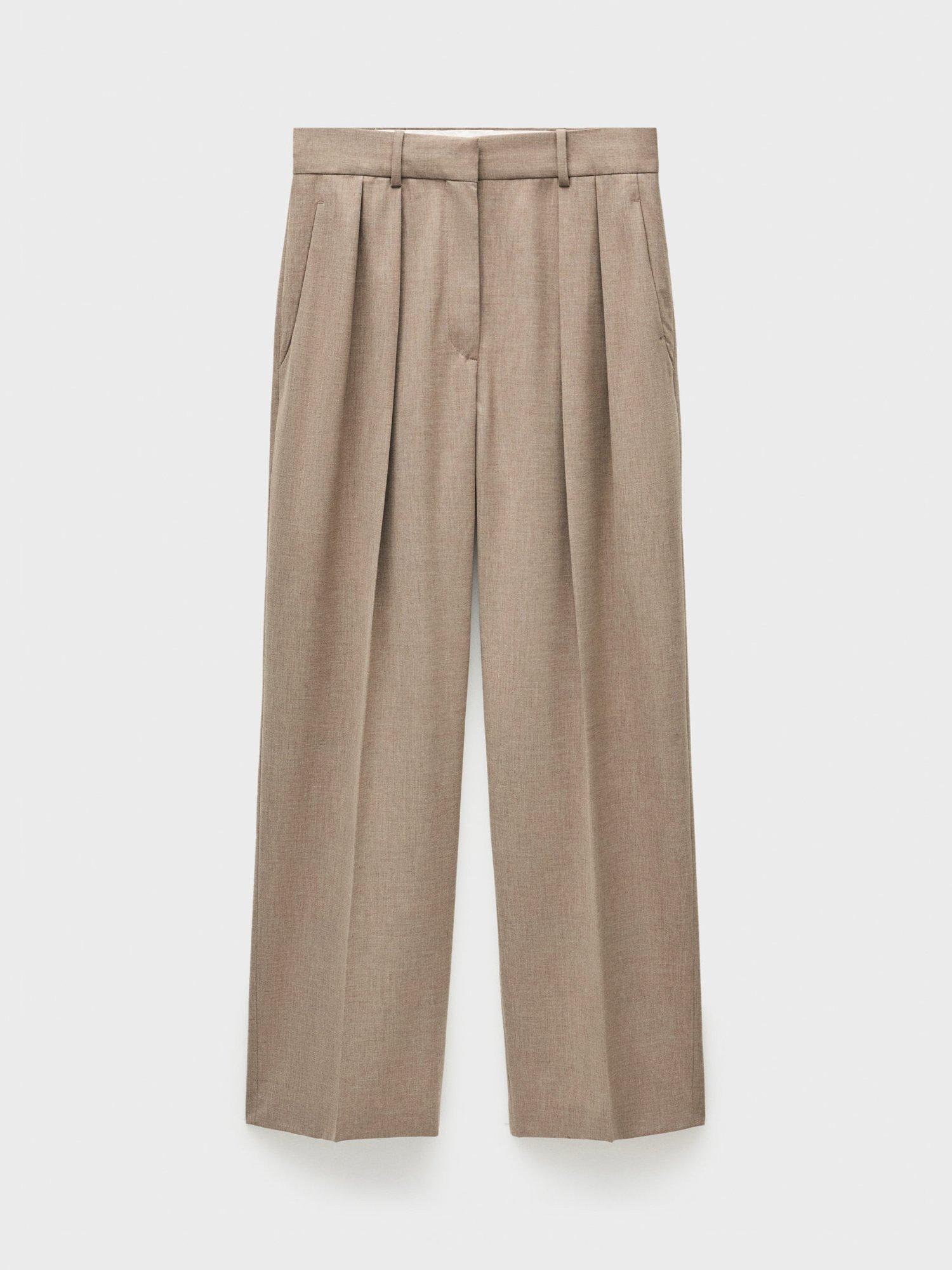Product image 3 of 7, which shows Mango Brownie Wool Blend Wide Leg Trousers, Brown, 6