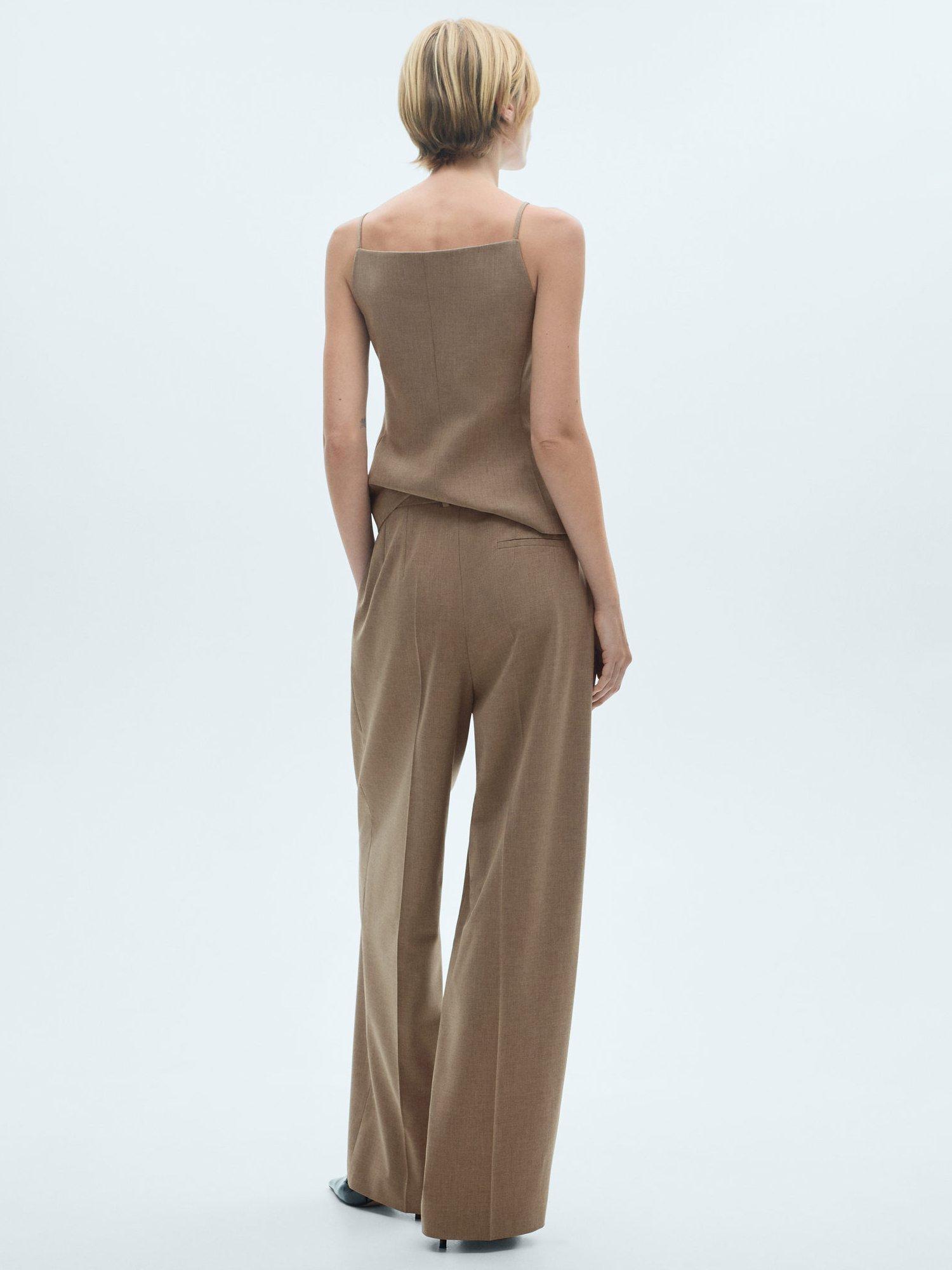 Product image 4 of 7, which shows Mango Brownie Wool Blend Wide Leg Trousers, Brown, 6