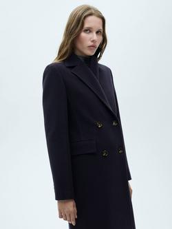 Mango Dali Wool Blend Double Breasted Coat, Navy, Navy