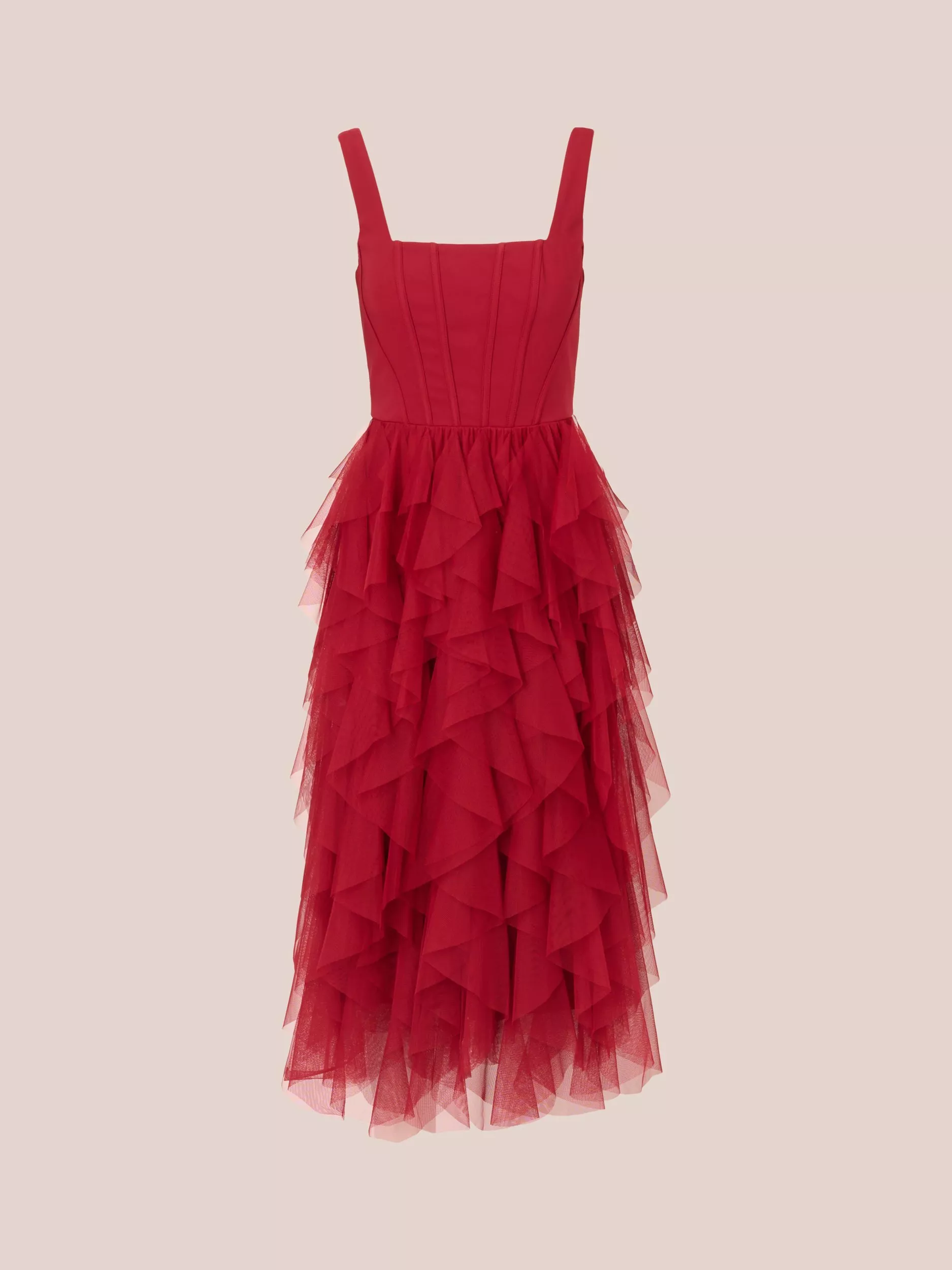 Adrianna Papell Women's Embroidered Midi Cocktail Dress - Fit & Flare With Illusion Neckline - View #3