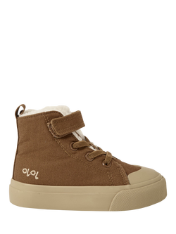 JoJo Maman Bébé Kids' Canvas High Top Trainers, Brown, Brown
