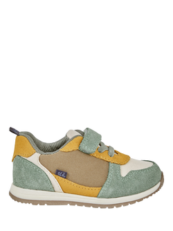 JoJo Maman Bébé Kids' Riptape Leather Trainers, Multi, Multi