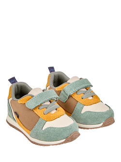 JoJo Maman Bébé Kids' Riptape Leather Trainers, Multi - view 2, Multi
