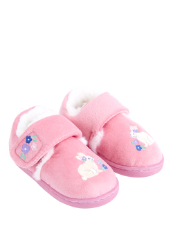 Monsoon Kids' Bunny Slippers, Pink, Pink