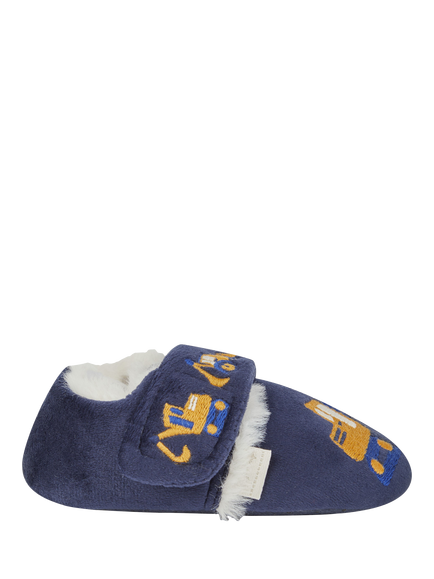 JoJo Maman Bébé Kids' Digger Easy-On Slipper Shoes, Navy, Navy