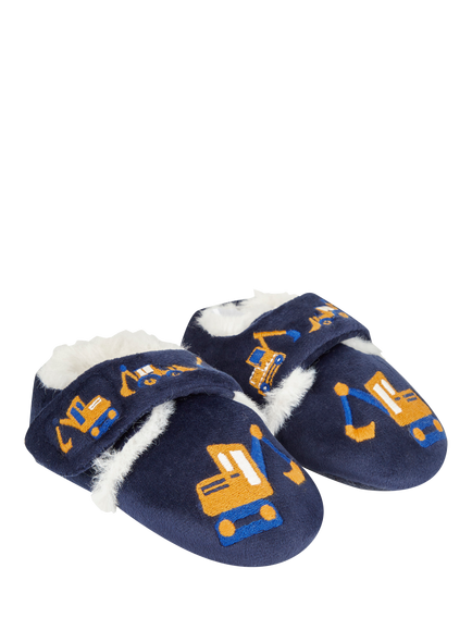JoJo Maman Bébé Kids' Digger Easy-On Slipper Shoes, Navy - view 2, Navy