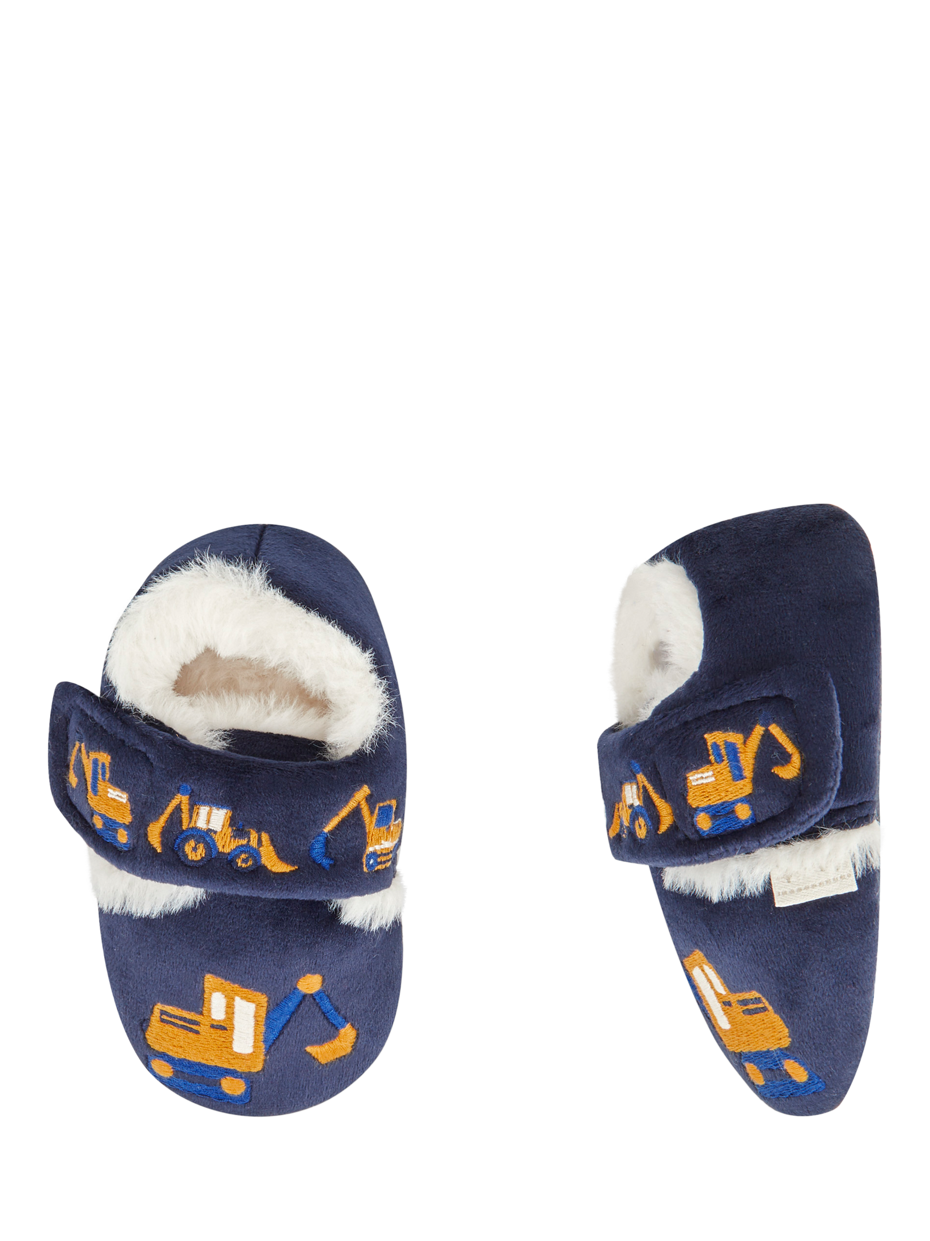 Product image 3 of 4, which shows JoJo Maman Bébé Kids' Digger Easy-On Slipper Shoes, Navy, EU21