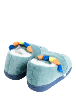 JoJo Maman Bébé Kids' Easy-On Dinosaur Slippers, Green/Multi - view 2, Green/Multi