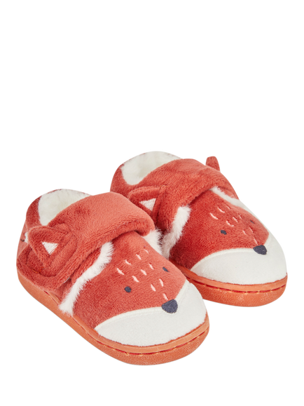 JoJo Maman Bébé Kids' Fox Easy-On Slipper Shoes, Rust - view 2, Rust