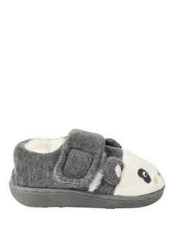 JoJo Maman Bébé Kids' Panda Easy-On Slipper Shoes, Marl Grey, Marl Grey