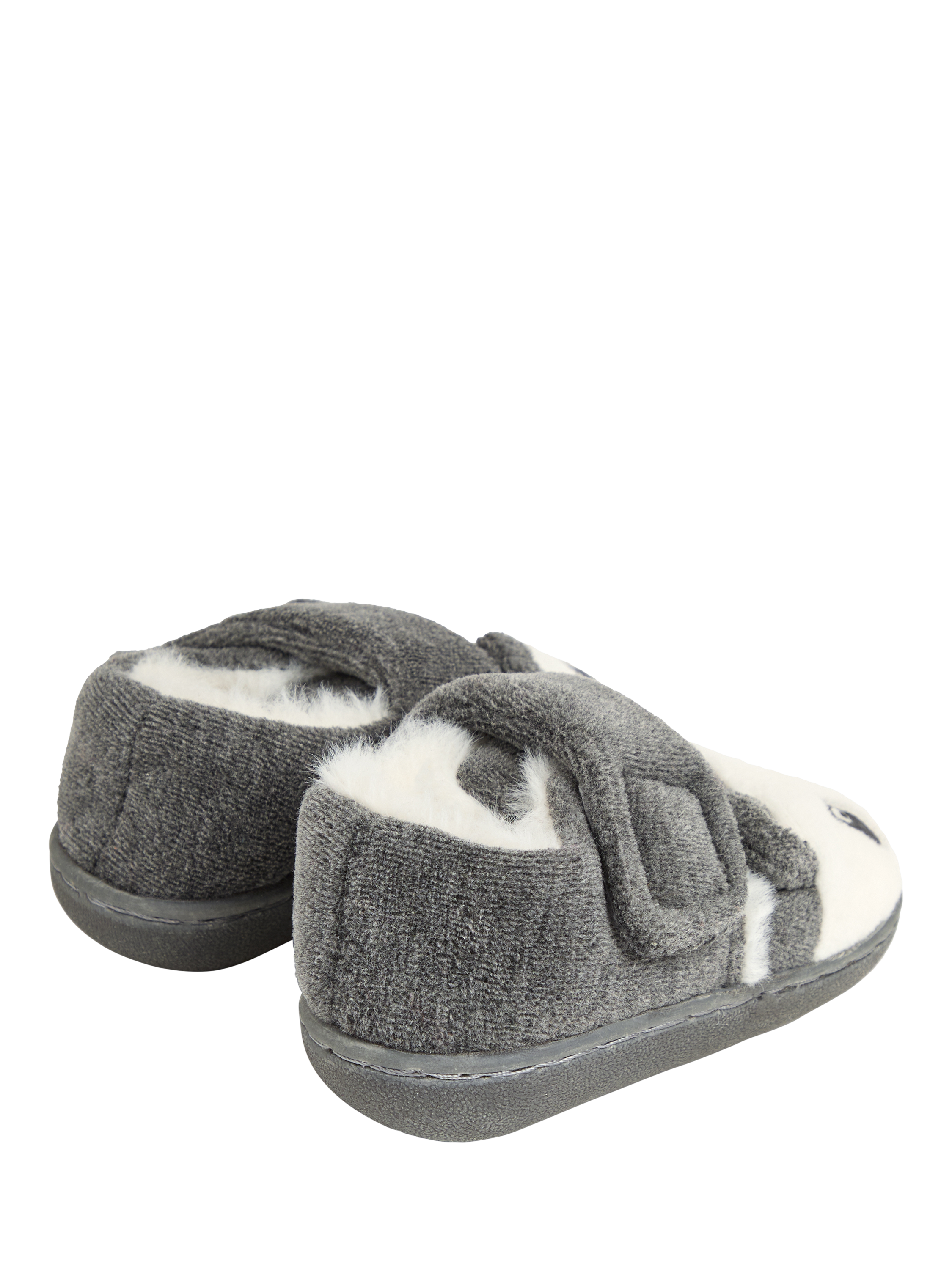 Product image 4 of 5, which shows JoJo Maman Bébé Kids' Panda Easy-On Slipper Shoes, Marl Grey, EU21