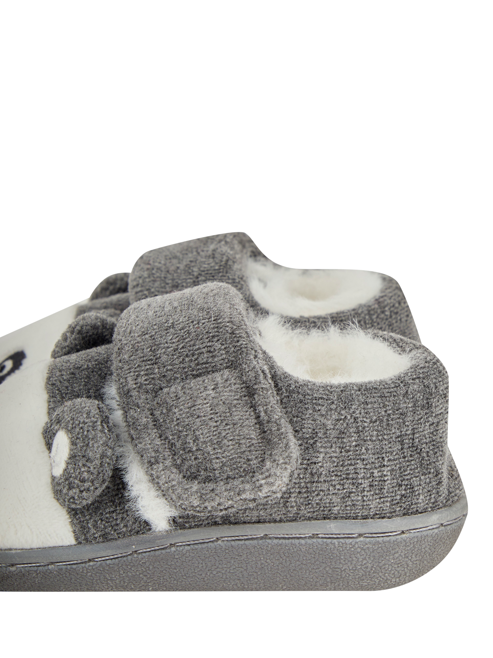 Product image 5 of 5, which shows JoJo Maman Bébé Kids' Panda Easy-On Slipper Shoes, Marl Grey, EU21