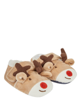 JoJo Maman Bébé Kids' Reindeer Easy-On Slipper Shoes, Mocha