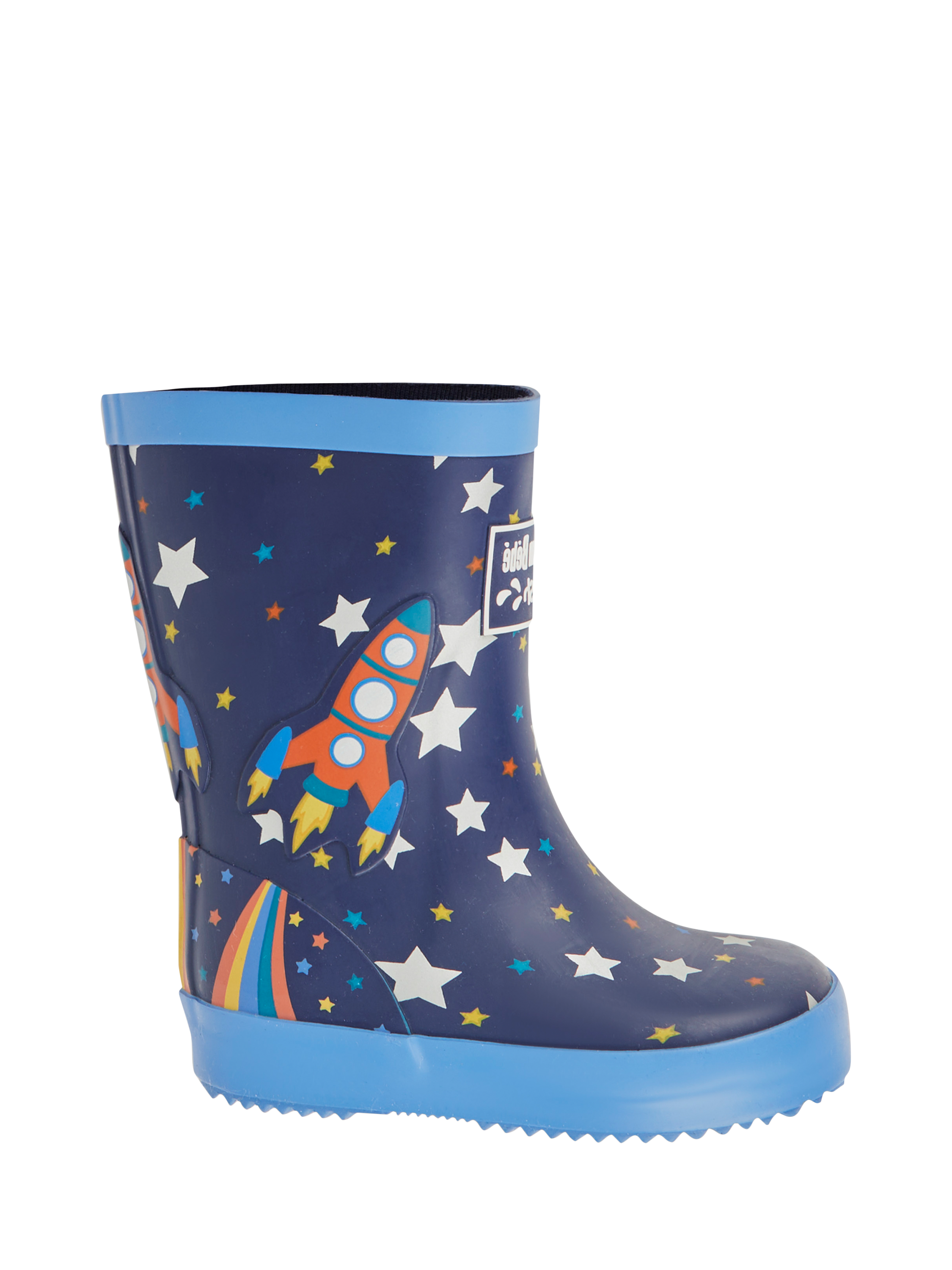 Product image 1 of 5, which shows JoJo Maman Bébé Kids' Rocket Wellington Boots, Navy, EU22