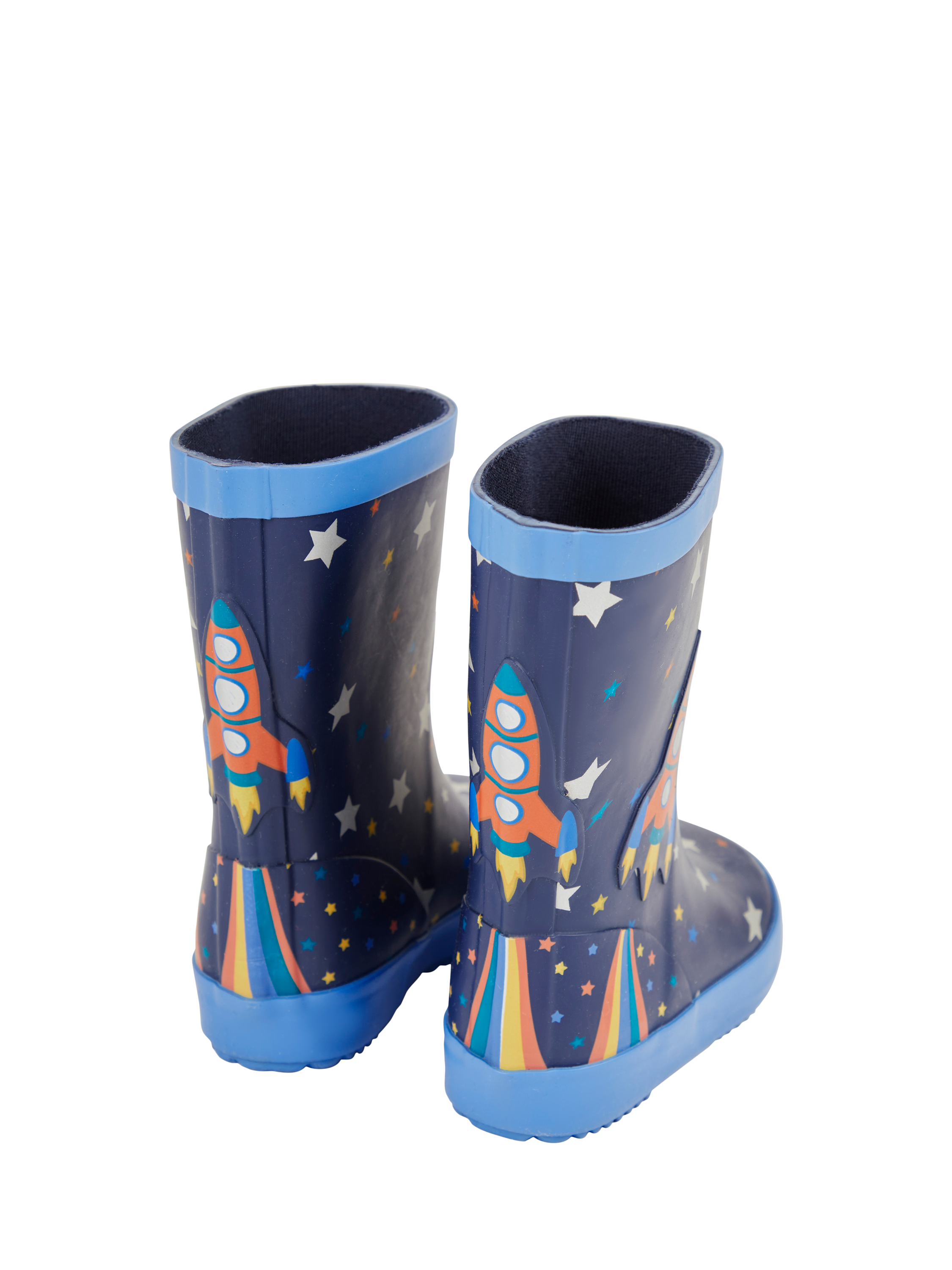 Product image 2 of 5, which shows JoJo Maman Bébé Kids' Rocket Wellington Boots, Navy, EU22