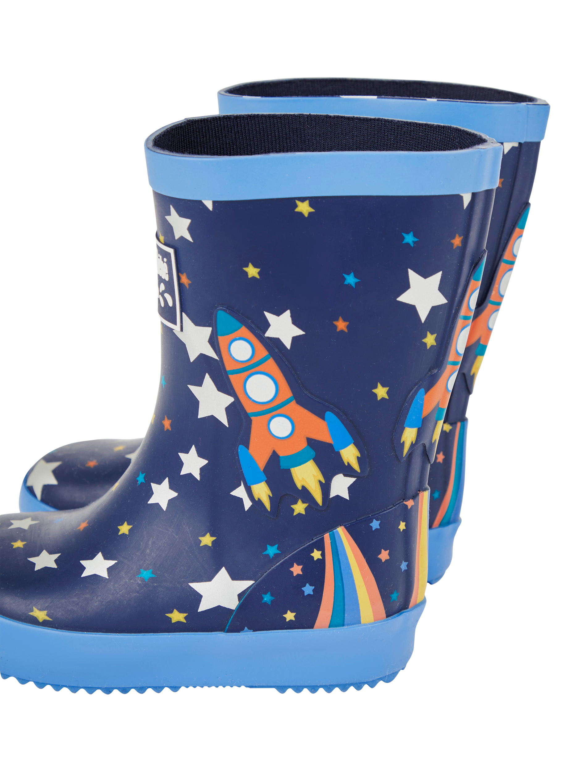 Product image 3 of 5, which shows JoJo Maman Bébé Kids' Rocket Wellington Boots, Navy, EU22