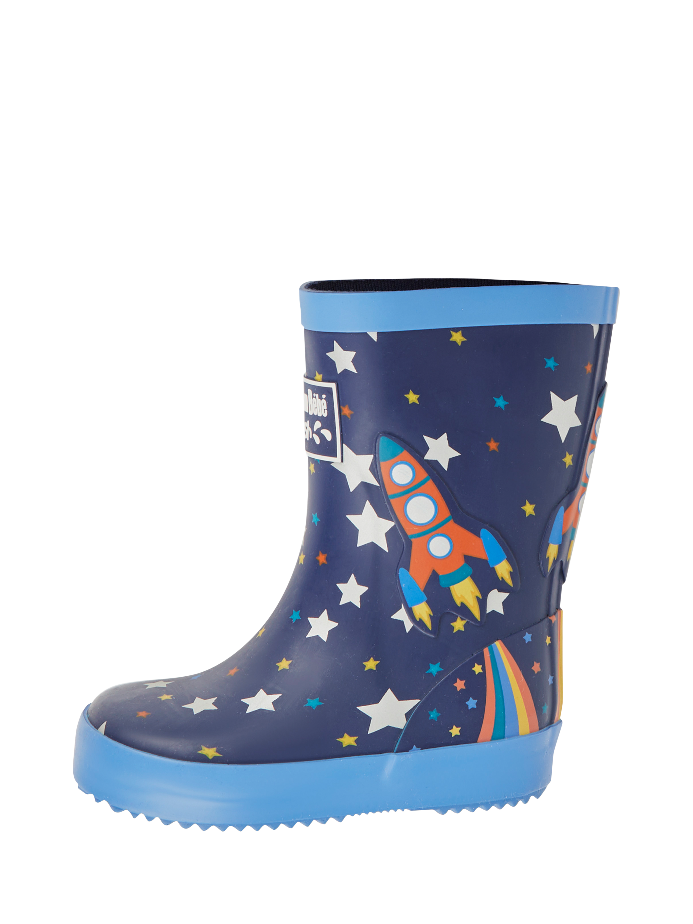 Product image 4 of 5, which shows JoJo Maman Bébé Kids' Rocket Wellington Boots, Navy, EU22