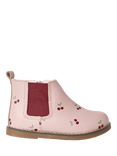 JoJo Maman Bébé Kids' Cherry Print Leather Chelsea Boots, Pink/Multi