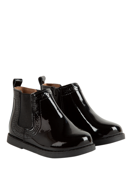 JoJo Maman Bébé Baby Pretty Leather Chelsea Boots, Black - view 2, Black