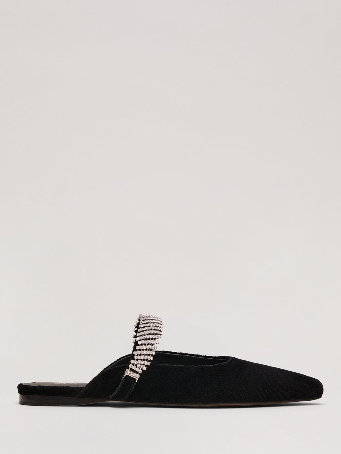 Phase Eight Velvet Mules Black