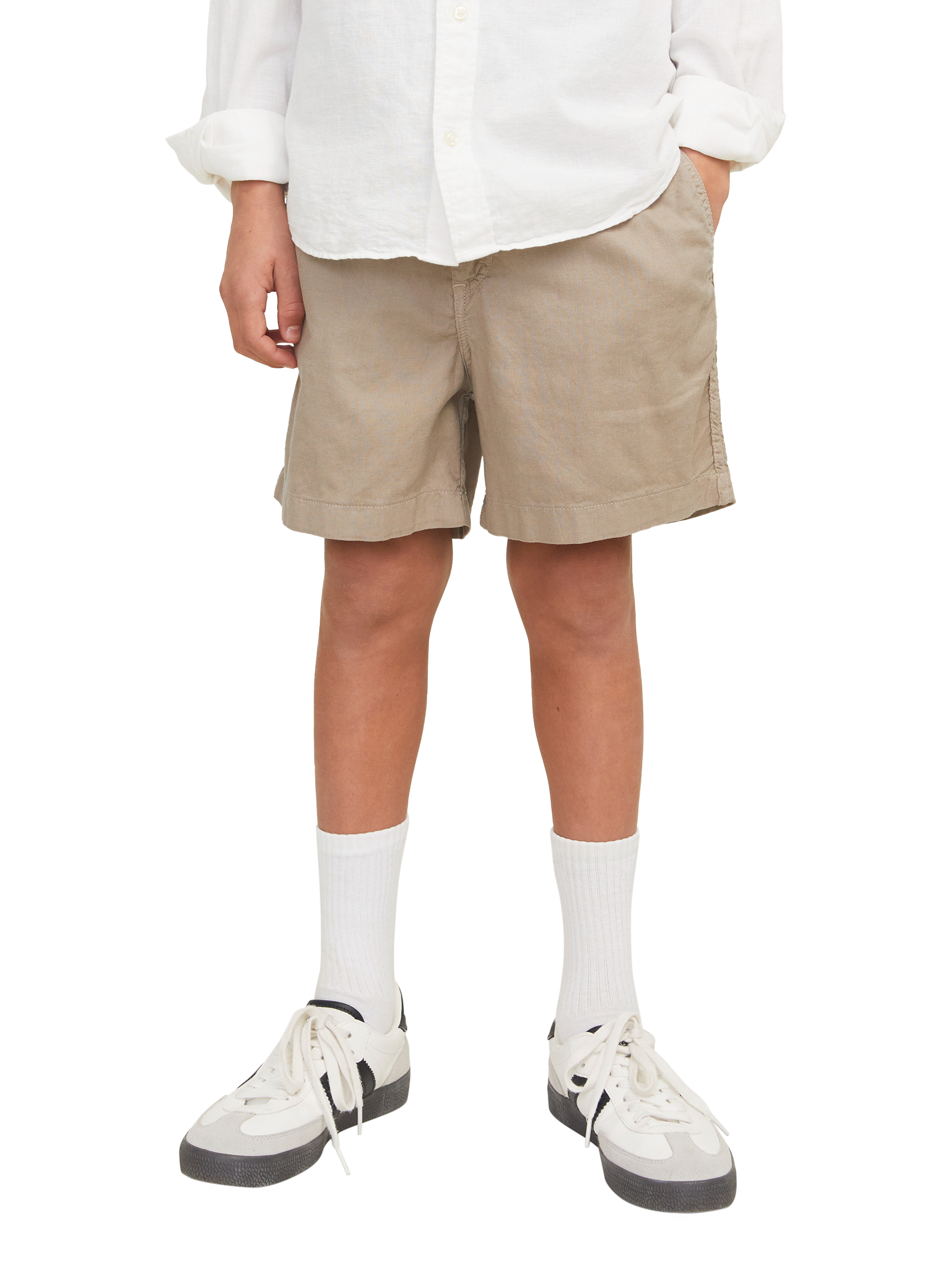 Product image 1 of 6, which shows Jack & Jones Kids' Jaiden Campaign Chino Shorts, Crockery, 8 years