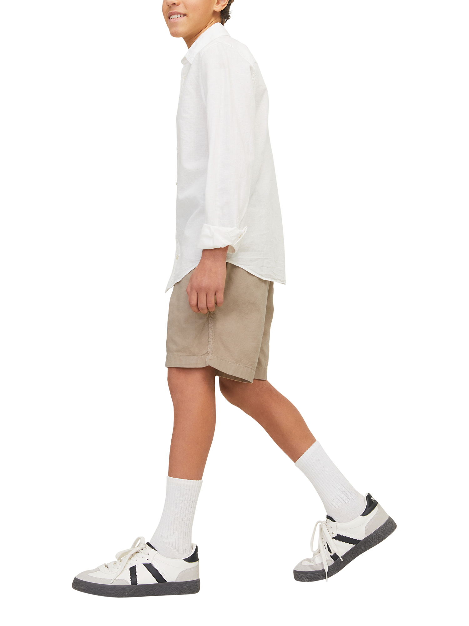 Product image 4 of 6, which shows Jack & Jones Kids' Jaiden Campaign Chino Shorts, Crockery, 8 years
