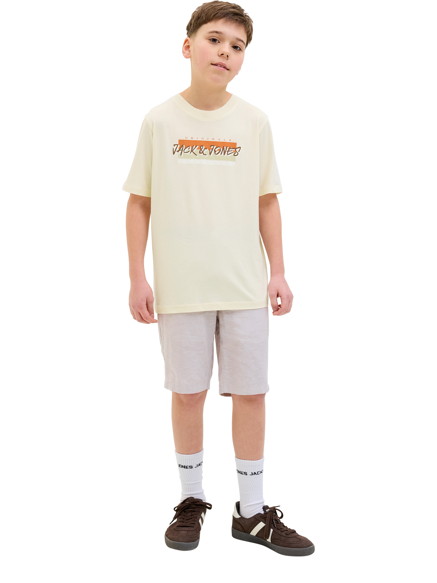 Product image 3 of 6, which shows Jack & Jones Kids' Cotton Logo T-Shirt, Antique White, 8 years