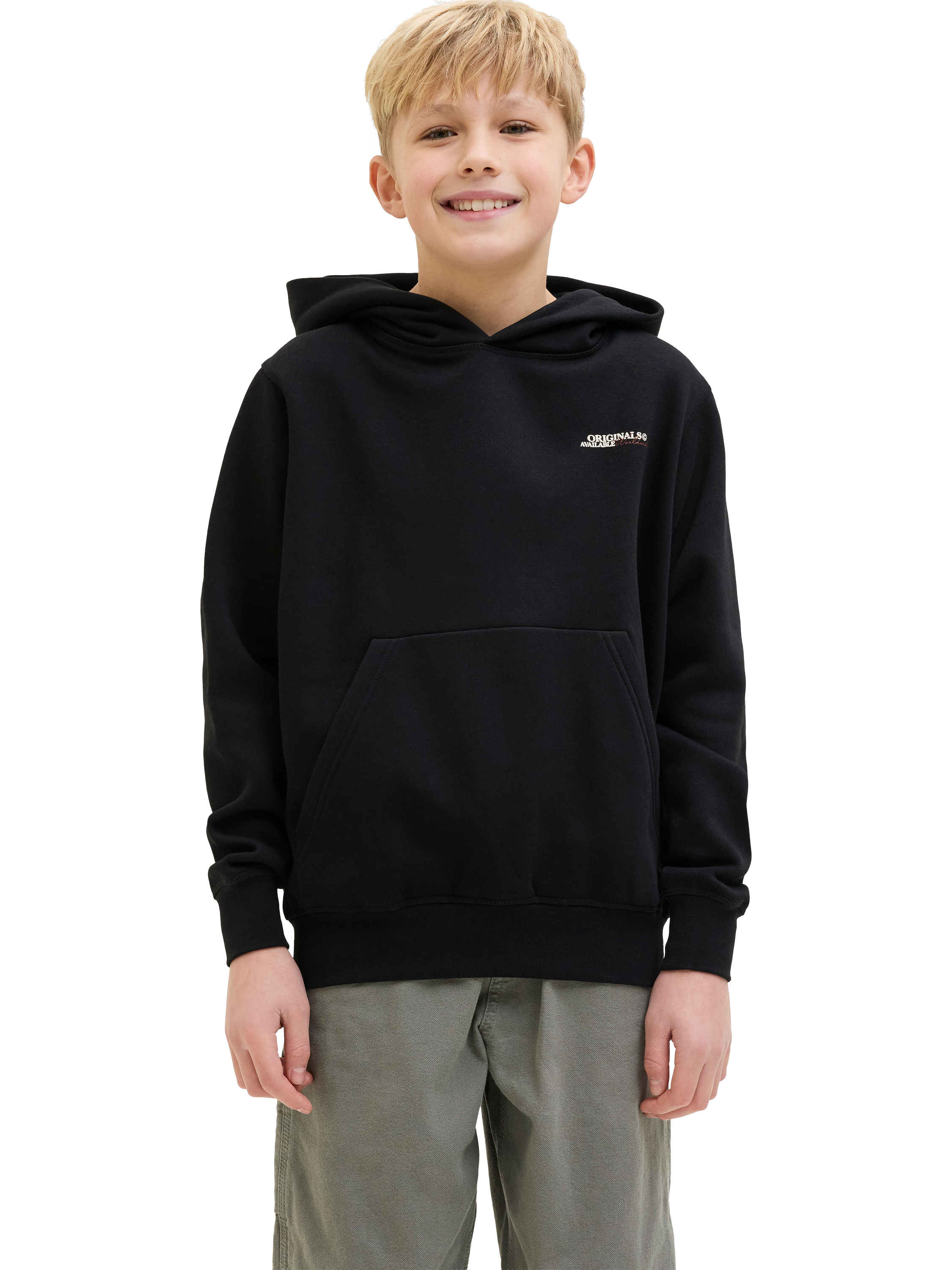 Product image 1 of 6, which shows Jack & Jones Kids' Brushed Cotton Blend Hoodie, Black/Multi, 8 years